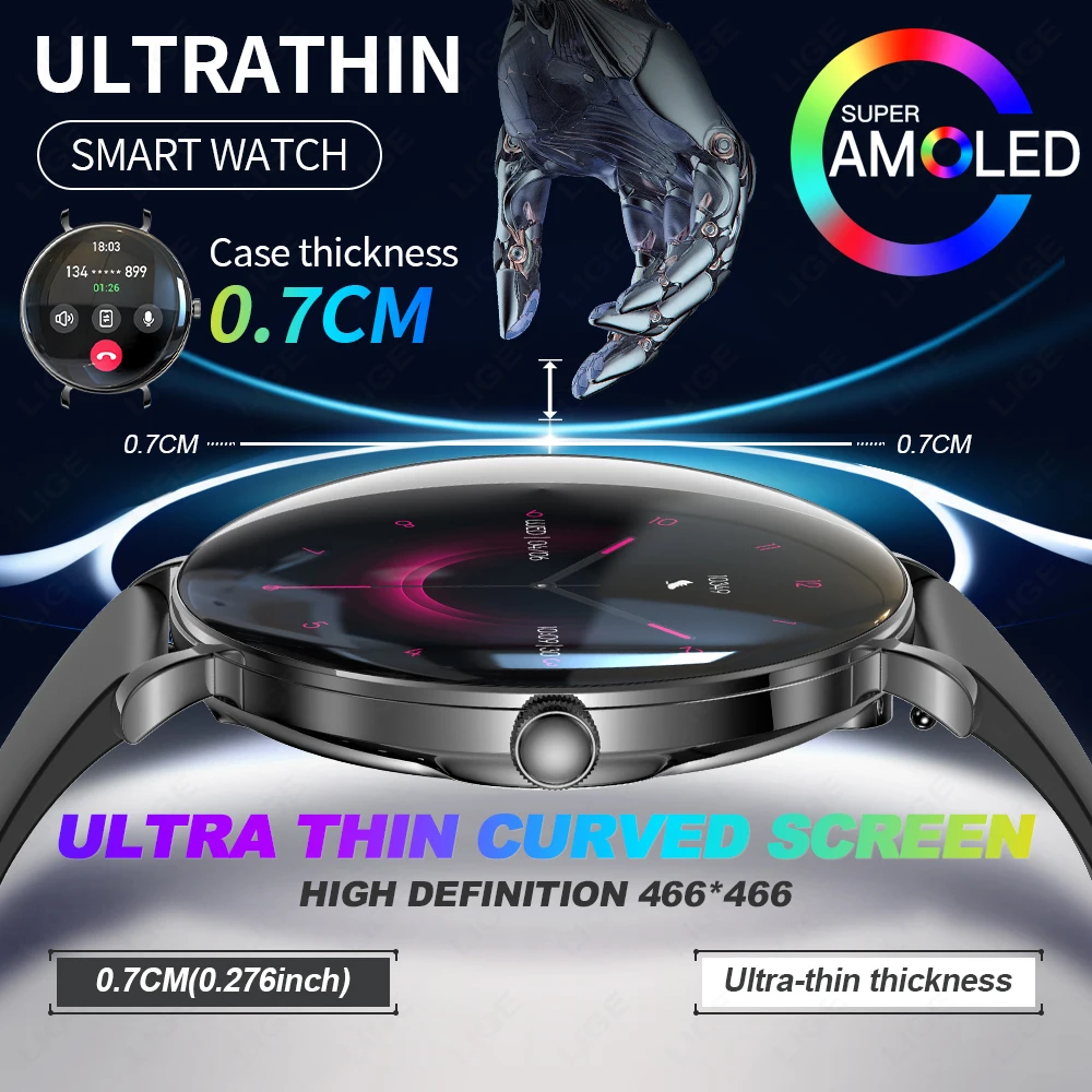 

2025 New For Xiaomi 1.43 inches Bluetooth Call Smartwatch Women Men AMOLED 466*466 HD Pixel Display Smart Watch for Android iOS