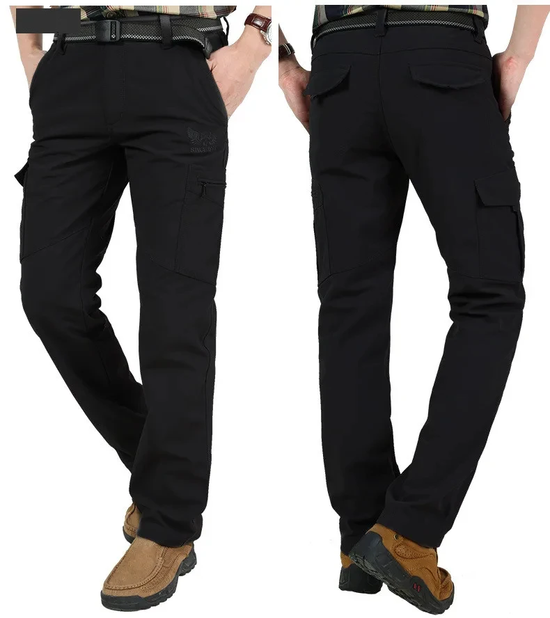 Winter Thick Pants Men Double Layer Fleece Cashmere Overalls High Quality Male Camouflage Trousers Warm Casual Cargo Pants