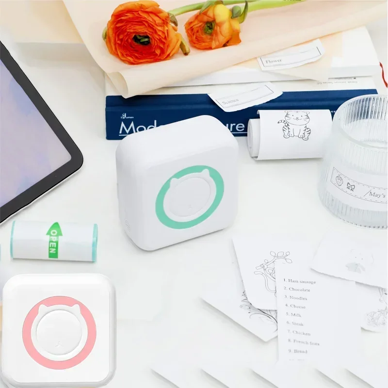 Drukarka kieszonkowa z aparatem, zabawki dla dzieci, bezprzewodowa, bez tuszu, termiczna, drukuje naklejki, papier, etykiety, notatki do pamiętnika, prezent urodzinowy