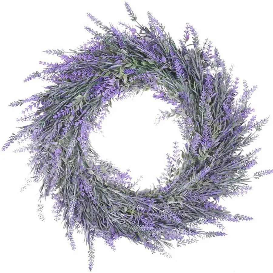 Simulation Lavender Flocking Wreath Wedding Home Decoration Wall Hanging Door Hangings