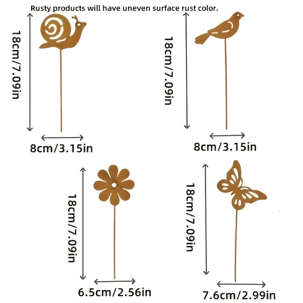 Garden Stake Rust Flowers Garden Decoration For Outdoors For Outdoor Garden Stakes Yard Art Statues Decor Plant Decoration