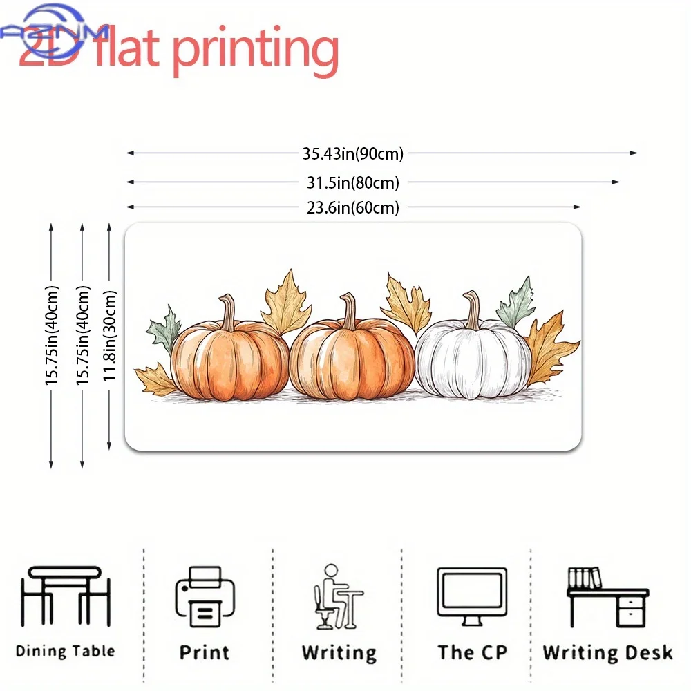 1pc Non-Slip Mouse Pad with Farmhouse Pumpkin Design - Autumn Office & Gaming Desk Mat, Anti-Slip Rubber Base, Easy-Clean Surfac