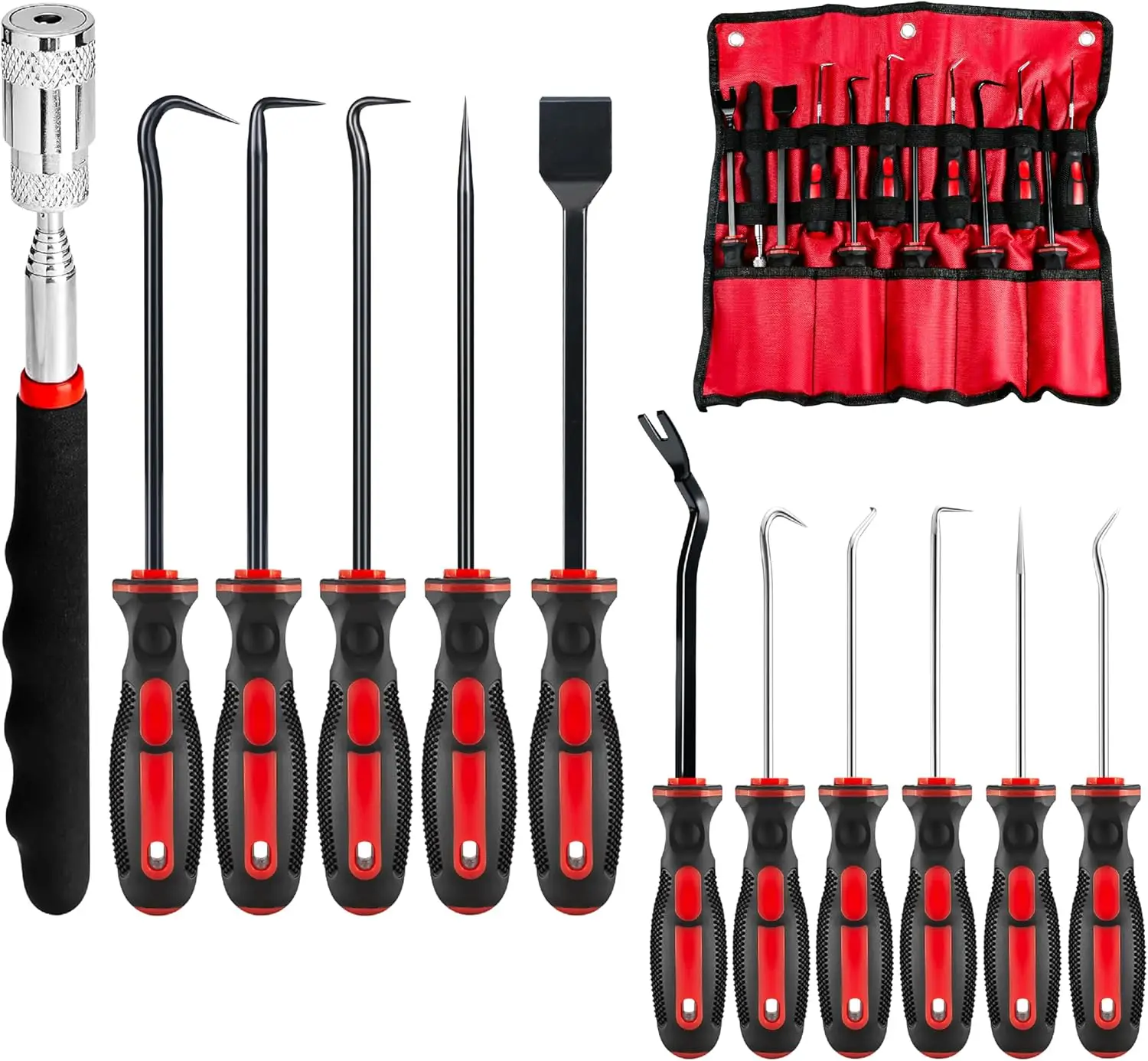 

12 шт. набор инструментов для крючков и отмычки со скребком, магнитные телескопические инструменты для ремонта электроники и автомобилей