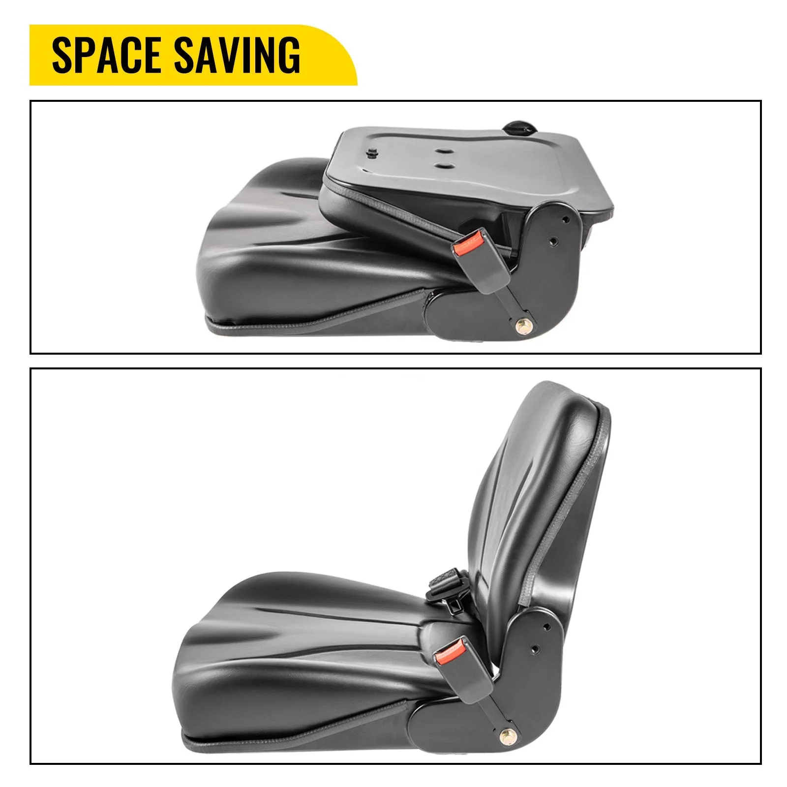 Universal Forklift Operator Work Replacement Seat with Adjustable Safety Belt for Heavy Duty Construction Machinery Driver