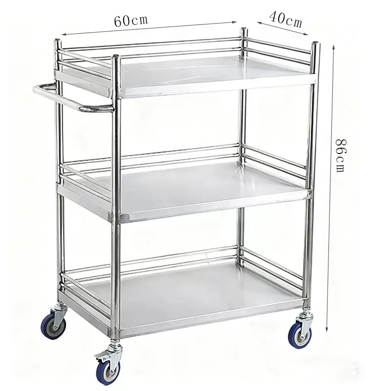 

Stainless Steel Medical Trolley Hospital Treatment Trolley Modern Design Medical Trolley Metal Storage Rack
