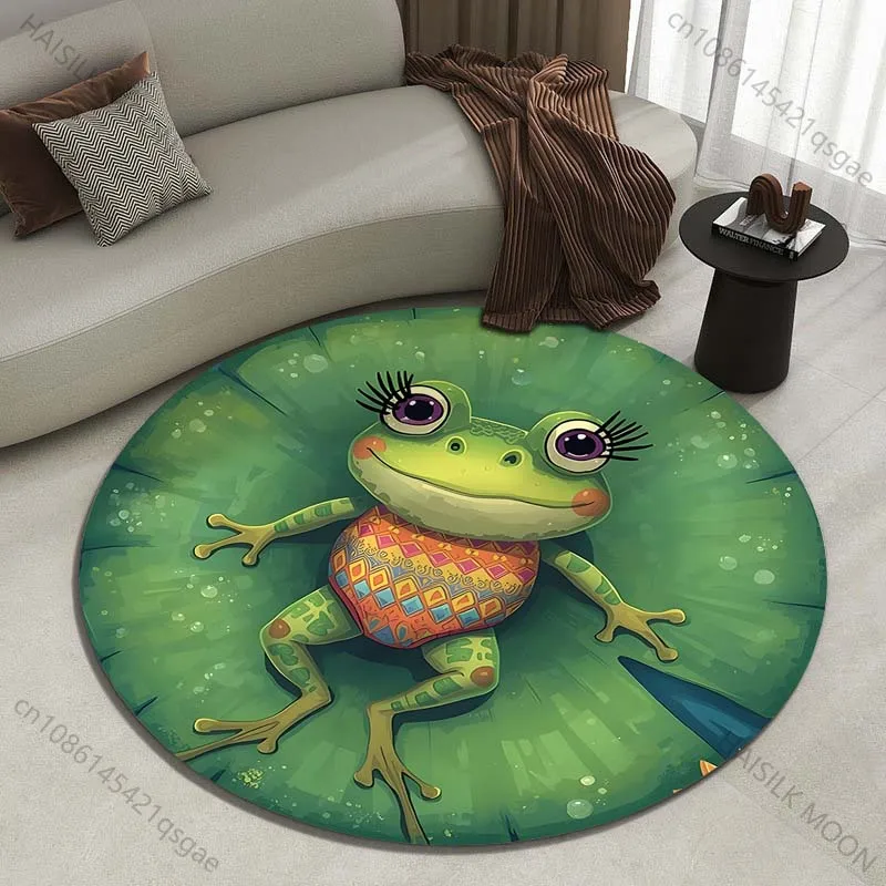 

Multiple sizes Frog in colorful outfit Print Round Carpet Living Room Bedroom Table Chair Sofa Decorative Carpet Luxury gifts