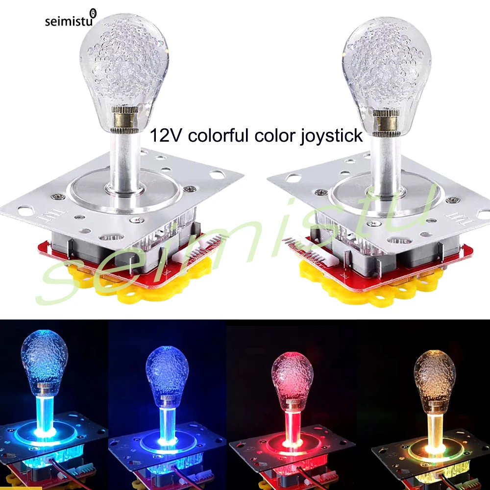 2 szt. 12V LED kolorowe migające podświetlany joystick 5pin podwójna wtyczka joystick do gier, do gry wędkarskiej zabawka dźwig pazur automat do gier