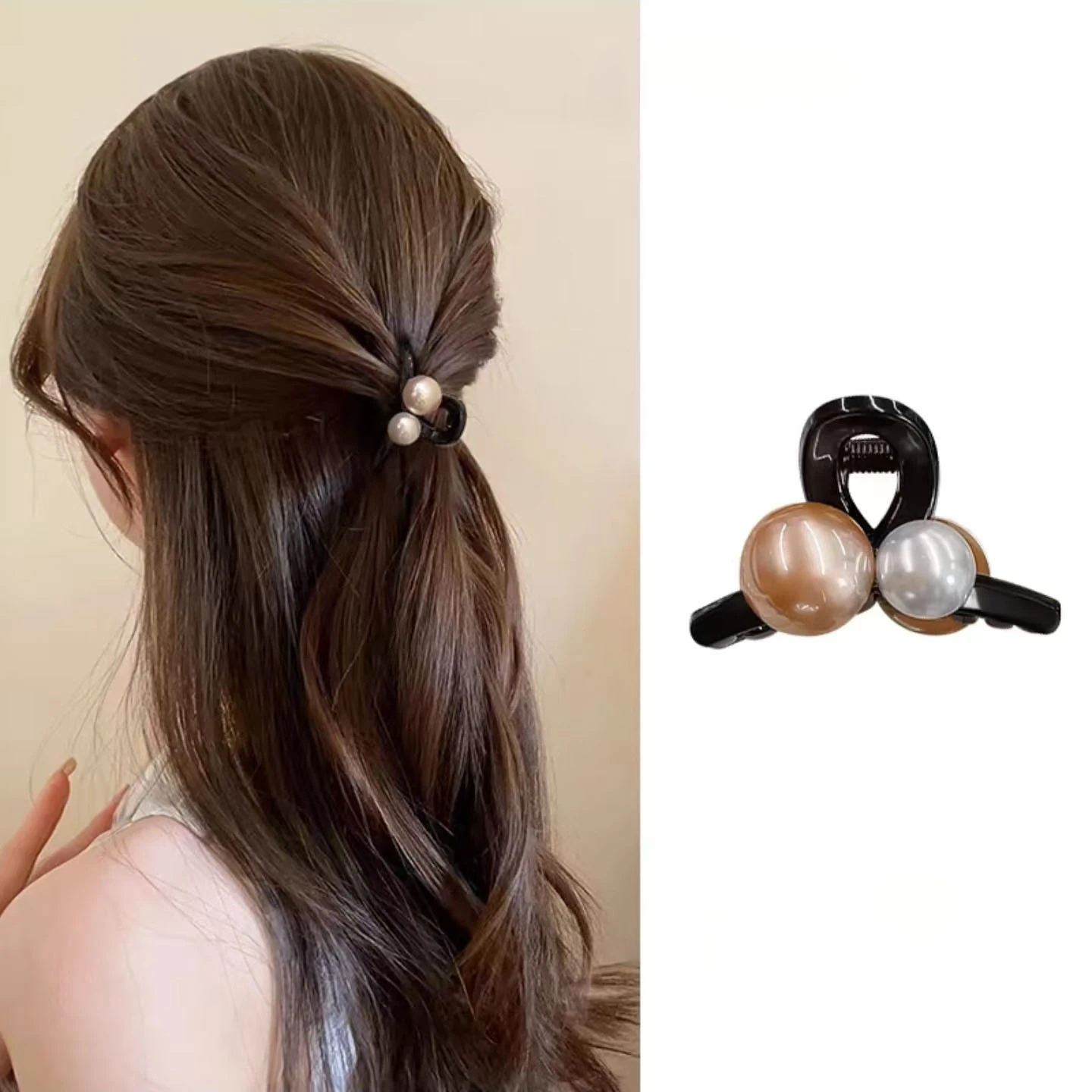 Acrylic Round Beads Small Hair Claws for Women Girls Sweet Cute Ponytail Clip Versatile Bangs Side Clip Styling Accessories New