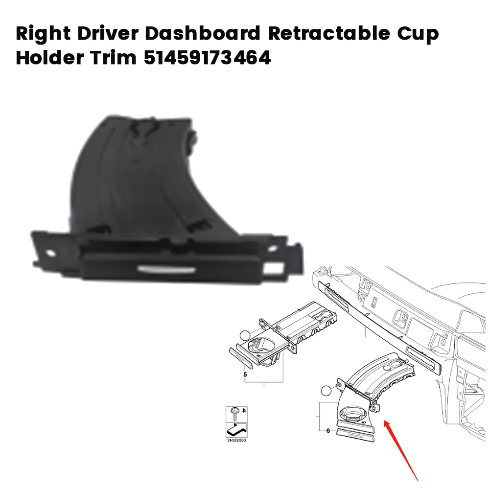 Super Sale Car Right Driver Retractable Cup Holder Trim 51459173464 for BMW E90 E91 E92 E93 2005-2012 Dashboard Drink Holder RHD
