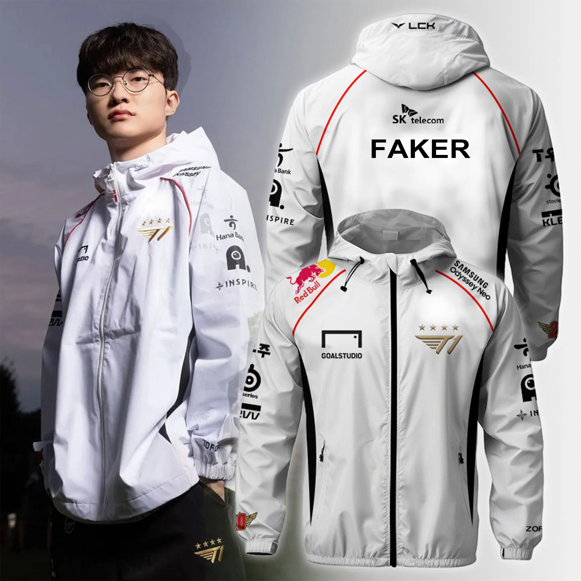 2025 New T1 RED BULL Esports Team Uniform Jacket League Of Legends World Finals Jersey Jacket LOL Games Faker Fan Support Men Cl