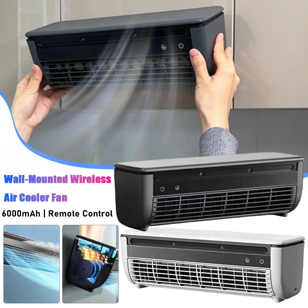 

Wall-Mounted Air Cooler Fan Quick Cooling Leafless Mini Air Conditioner 6000mAh Wireless Quiet Electric Fans With Remote Control