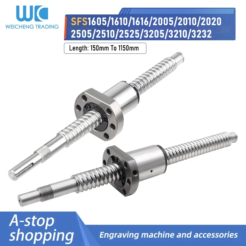 SFS16/20/25/32 Series 150-1150mm Rolled Ball Screw C7 with SFS Nut + End Machined for CNC Router