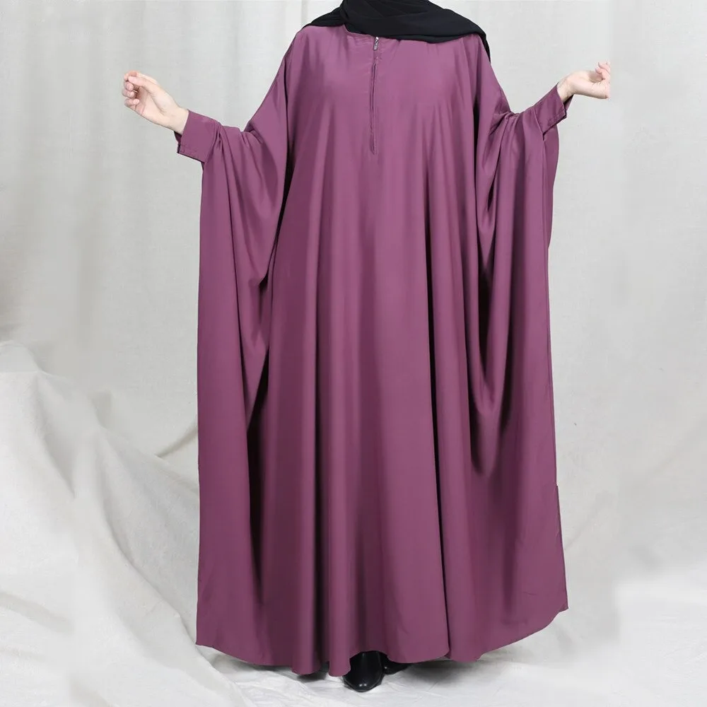 New Hot Selling Women Bat Sleeved Long Sleeve Loose Robe Dress in A Variety of Colors