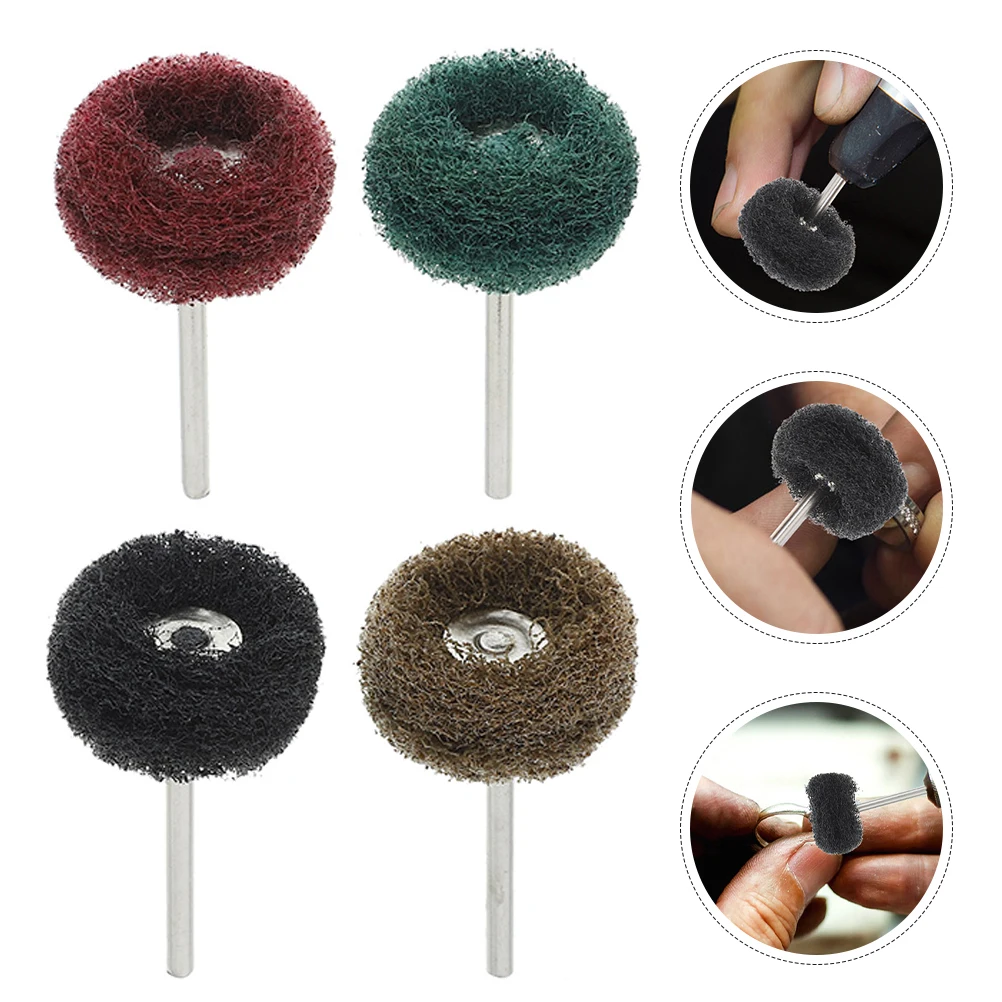 20 Pcs Bantalan Penggosok Roda Poles Baja Logam Kit Bor Roda Pemoles Bantalan Abrasif Perlengkapan Pengamplasan Rotary