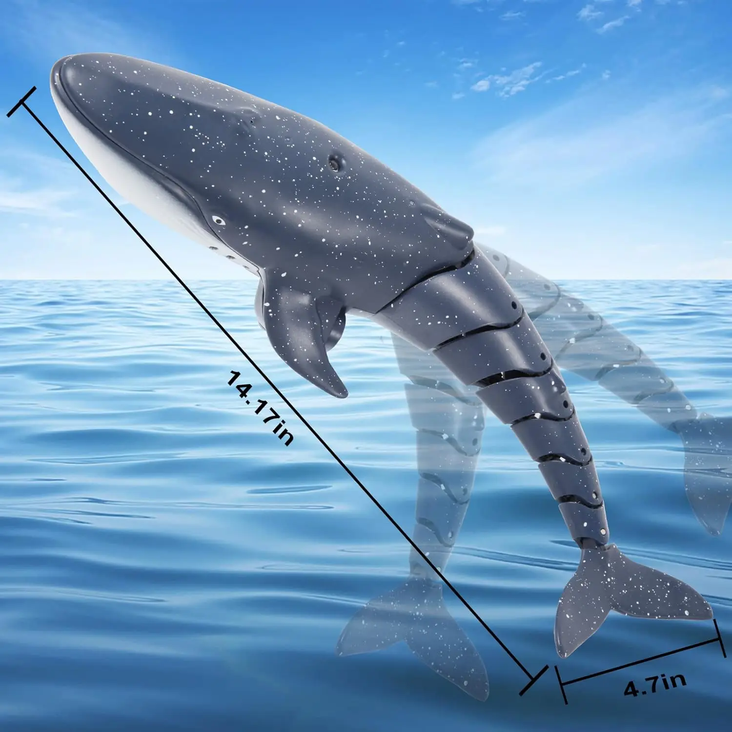 RCクジラザメリモコンボート - プール/バスタブ/ウォーターパーク用おもちゃ、理想的な子供用水遊びギフト