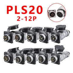 PLS20 Aviation Connector 2/3/4/5/6/7/8/9/10/12 Pin Air Carrier Male Female Plug Connector WS20 TP20 Opening Diameter 20mm