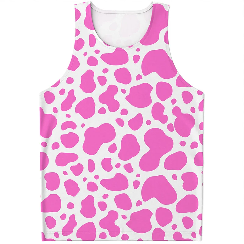 Camo Cow Graphic Tank Tops For Men Kids Summer Sleeveless Beach Vest Casual Cool 3D Printed Tee Shirt Tops Oversized Streetwear