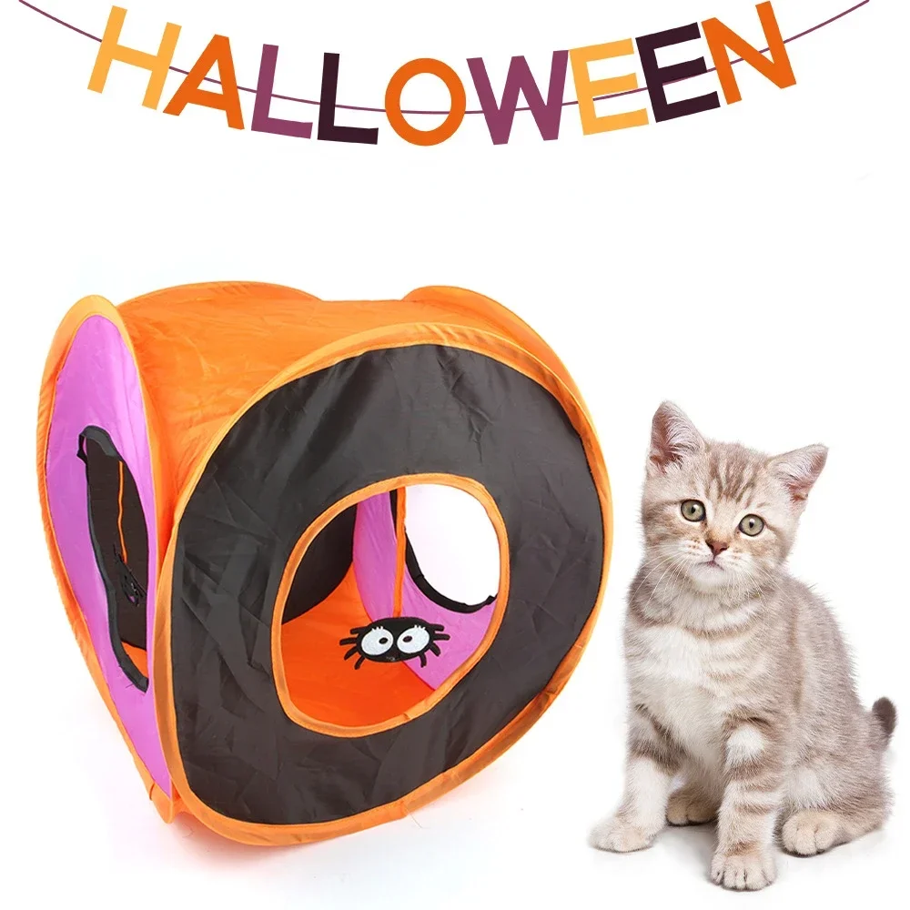 

Pet Cat Tunnel Wear-resistant Foldable Square Cat Toys Interactive Halloween Spider Drilling Tent for Guinea Pig Pet Products