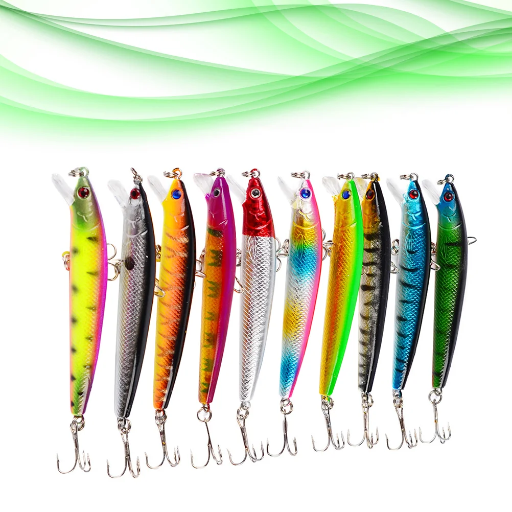 

10 Pcs Freshwater Baits Floating Hard Lures Fishing Saltwater Striped Bass Gear