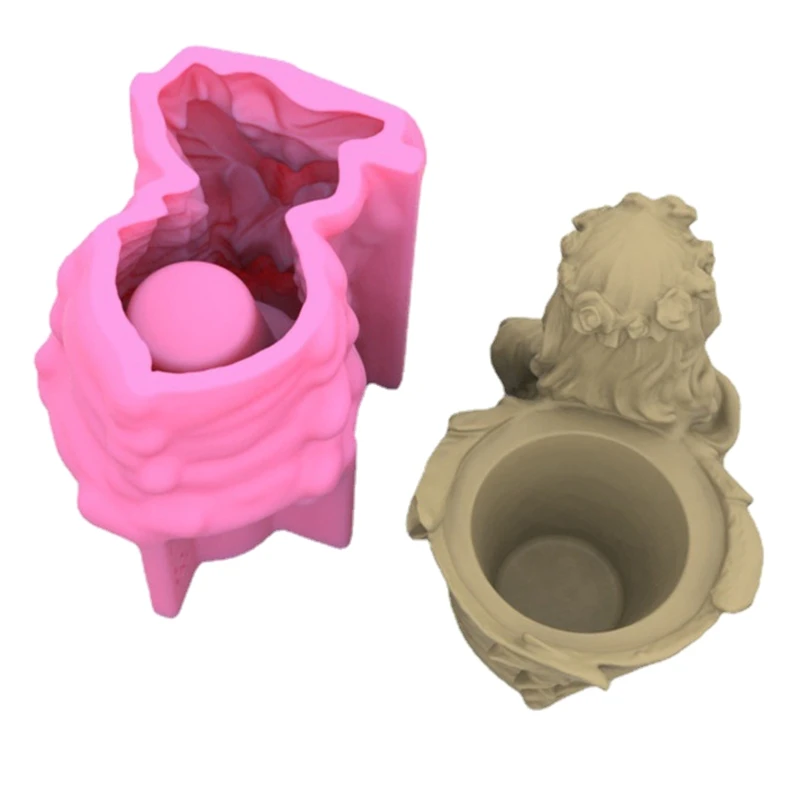 Praying Girl Gypsum Silicone Molds for Making Succulent Plant Flower Pot N58F