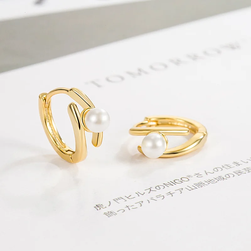 New Fashion Simple Style Tiny Hoop Earrings For Women Little Huggies Small Pearl Geometric Circle Female Trendy Earring Jewelry