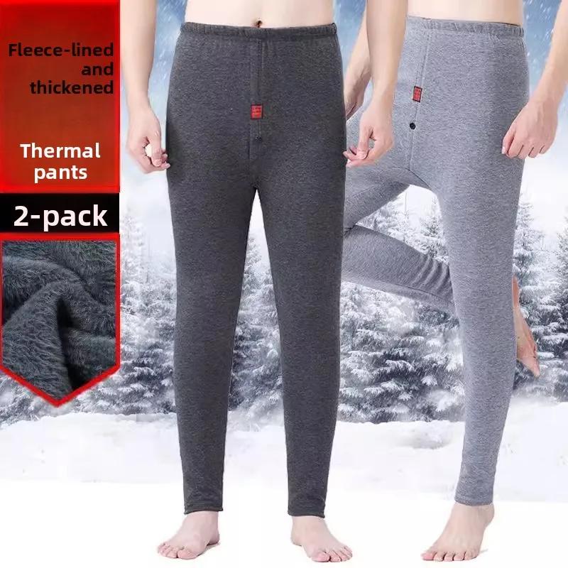 

Мужские осенне-зимние брюки с термоэластичной резинкой на талии, внутренняя одежда Thiened Fce, базовый слой, молодежные длинные брюки для активного отдыха