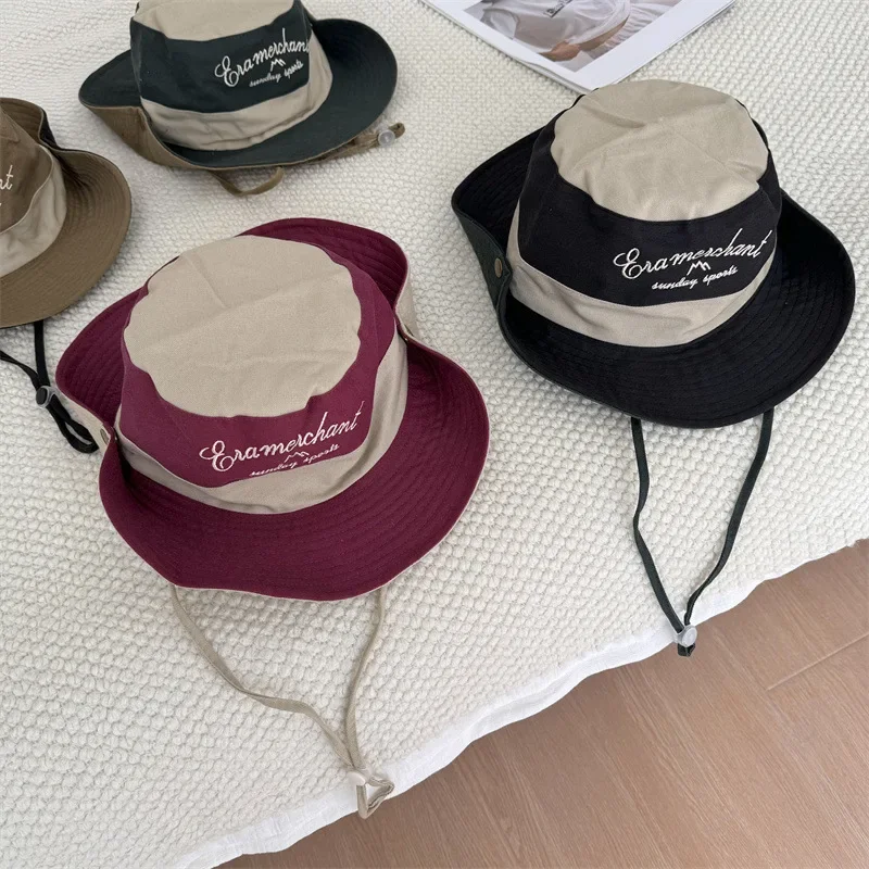 

Contrast Color Retro Outdoor Hiking Camping Sun Shade Fishing Hat Female Fisherman Hat