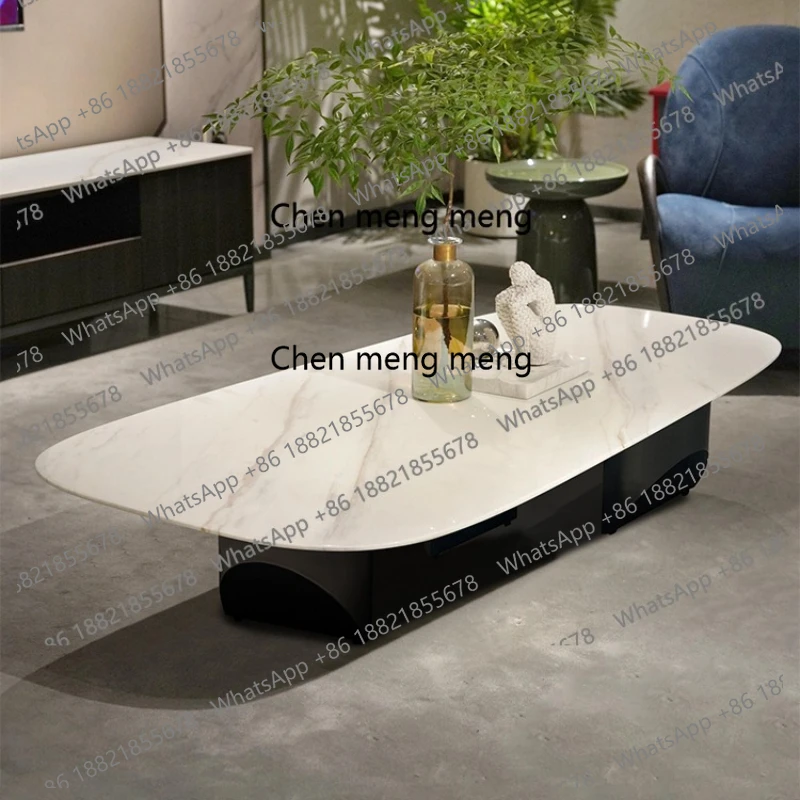 Stainless-Steel Frame Durable Stylish Coffee Table Luxury Home Furniture Italian  White Marble Coffee Table
