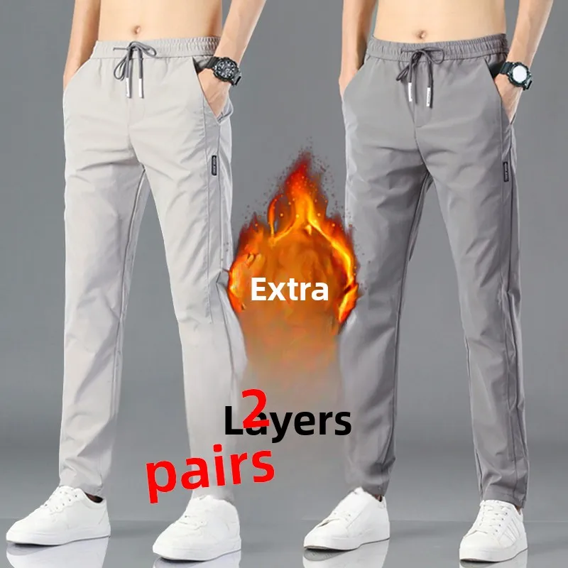 

Мужские прямые брюки на подкладке Thi, зимние повседневные брюки, рабочие длинные брюки 9 длин, хлопковые свободные брюки в стиле Харадзюку