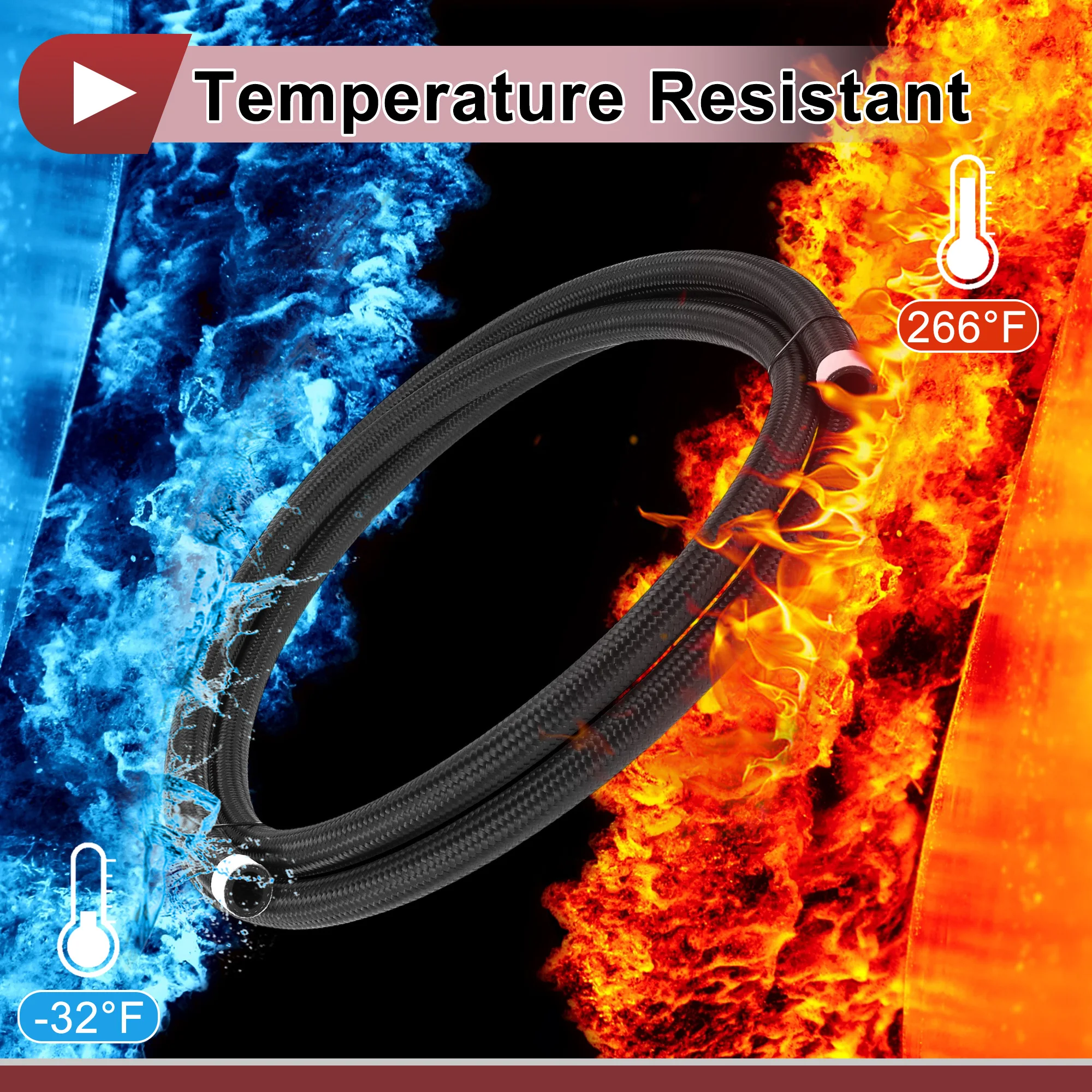 UXCELL خرطوم خط الوقود AN-10 9.8ft 0.56 "ID 0.8" OD CPE المطاط، النايلون مضفر 1 قطعة للسيارة #3