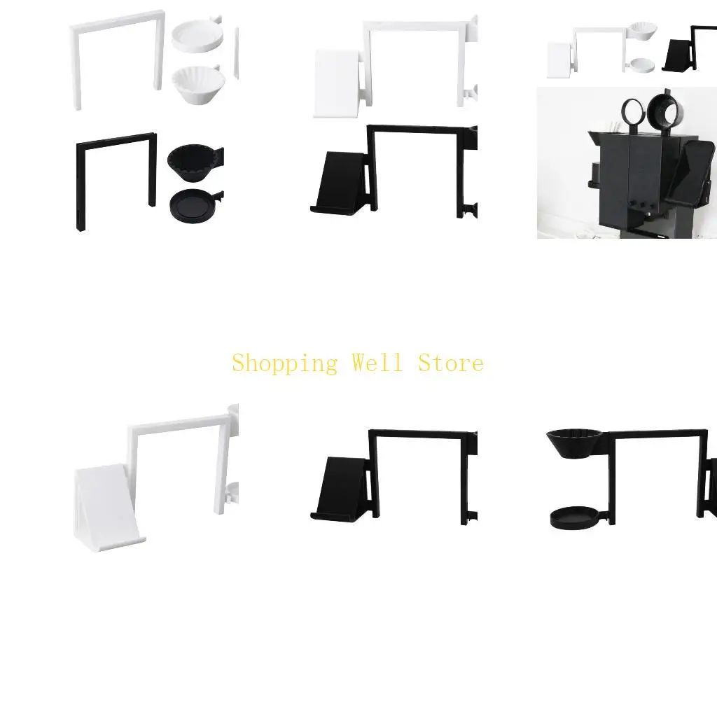 KX4B Coffee Filter Tray and Side Shelf Set, Plastic Accessory Rack for Left-Side Coffee Unit Storage and Daily Use Zone