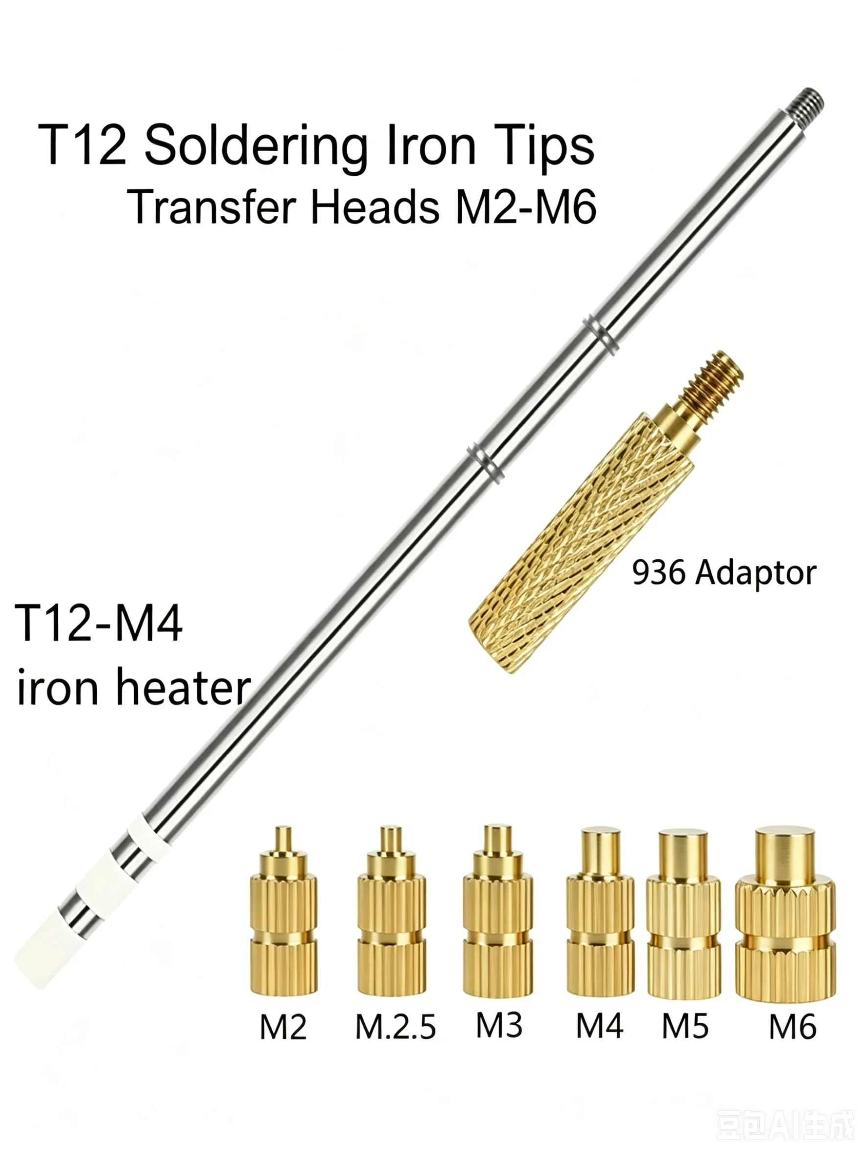 T12/936 Soldering Iron Tips For Hot Melt Embedded Nuts M2 M2.5 M3 M4 M5 M6 Insertion Kit Indenter Adaptors