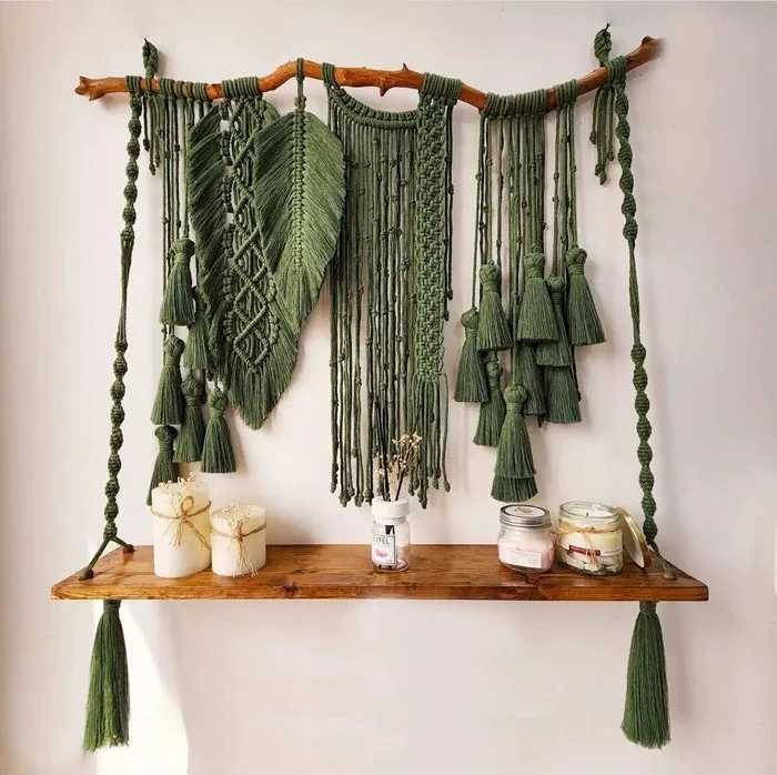 Bohemian baffle rack hand woven tapestry plant hanging basket