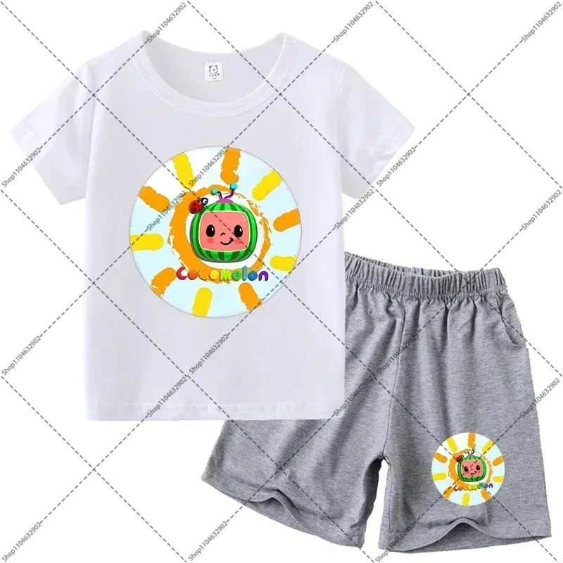 Cocomelon Set Baju Anak Musim Panas Celana Kaus Bayi Laki-laki Setelan Lengan Pendek Anak Perempuan Setelan Baju Anak Balita Hadiah Ulang Tahun
