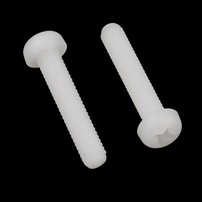Vite in nylon M2 M2.5 M3 M4 M5 M6 M8 Viti a testa cilindrica Phillips in plastica di nylon bianco Bulloni isolati a testa tonda a croce