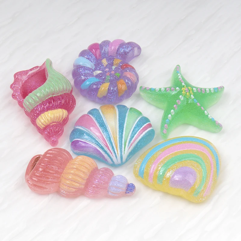 10/100PCS Resin Accessories Transparent Pearlescent Starfish Shell Conch Scrapbooking Patch Craft DIY Jewelry Craft Decoration