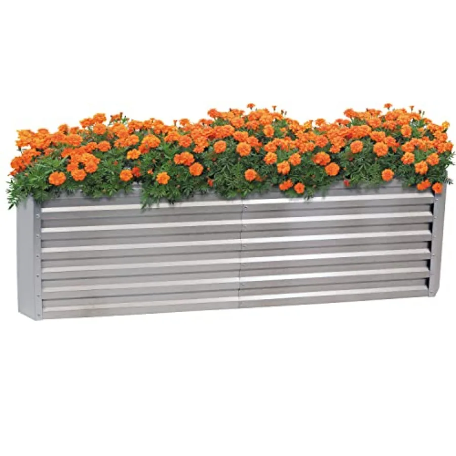 

Sunnydaze 71-Inch Rectangular Raised Garden Bed - Galvalume Steel Vegetable Flower Bed Planter Kit - Silver