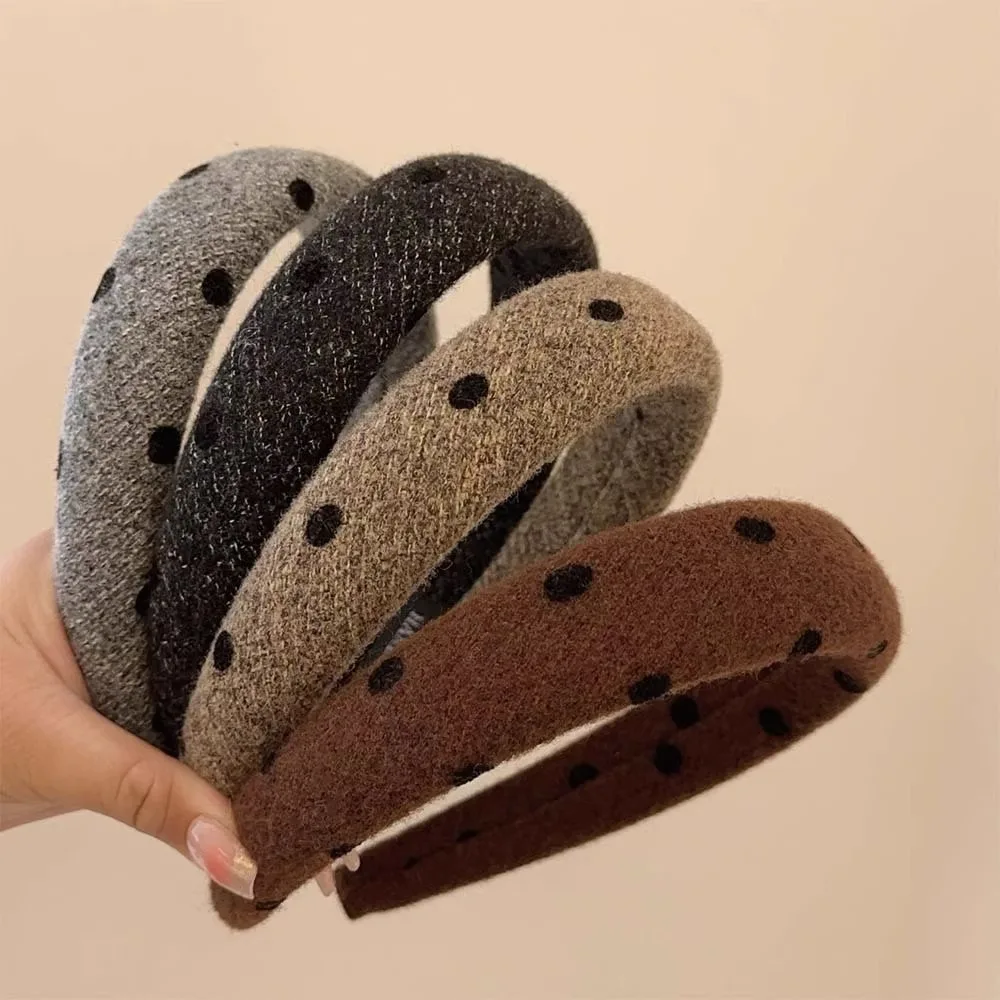 Women Black Dot Thick Sponge Hairband for Girls Korean Hair Hoop Female Adult Hair Accessories Autumn Headbands