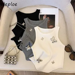 Neploe Fashion Elegant Butterfly Diamond Tank Top 2024 Summer New Knitted Vest for Women Y2k Slim Fit Sleeveless Tops Mujer