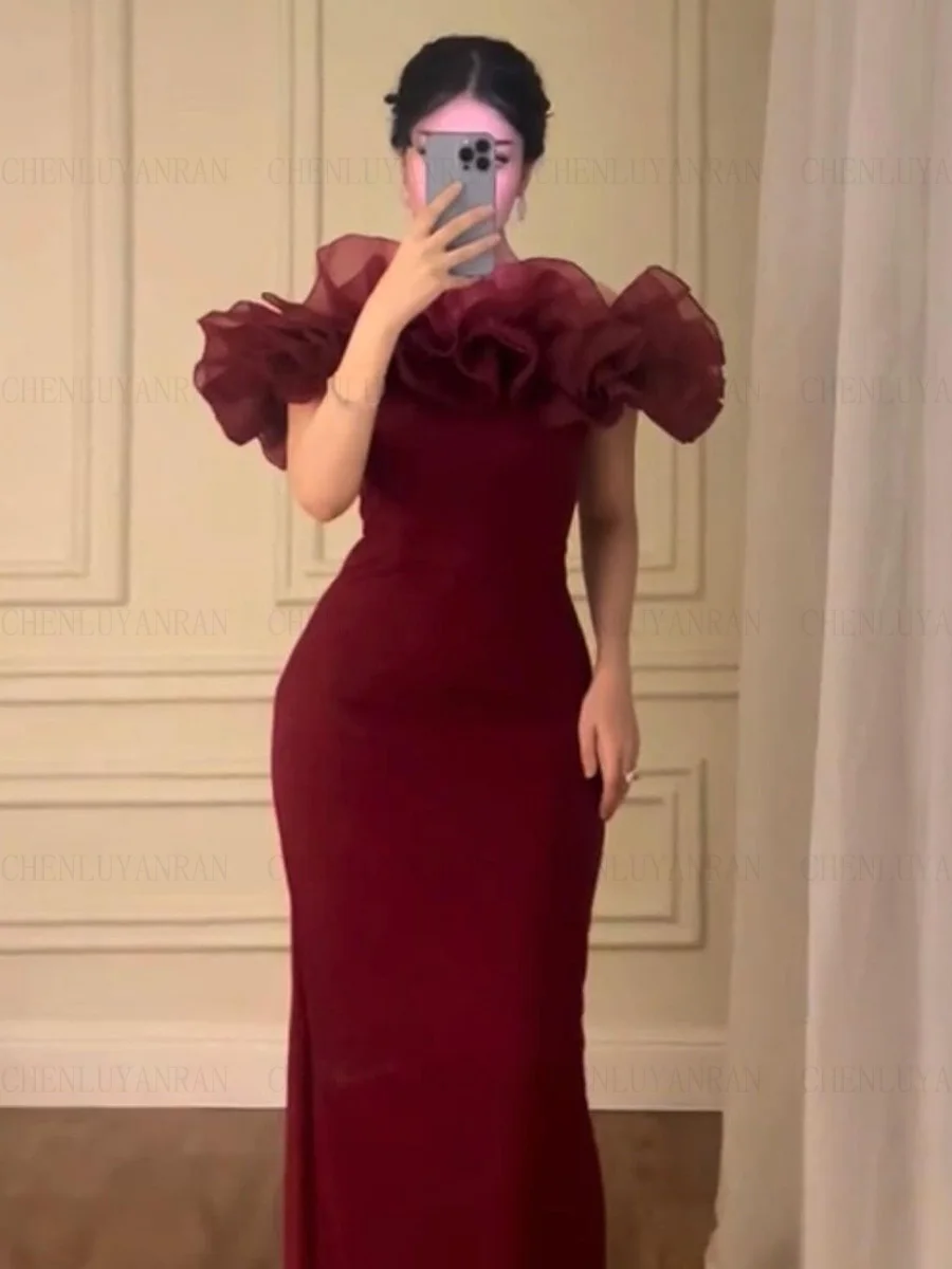 Burgundy Gorgeous Formal Occasion Dresses 2025 Simple Mermaid Long Ball Gowns Customized Sexy Evening Party Gowns فساتين الحفلات