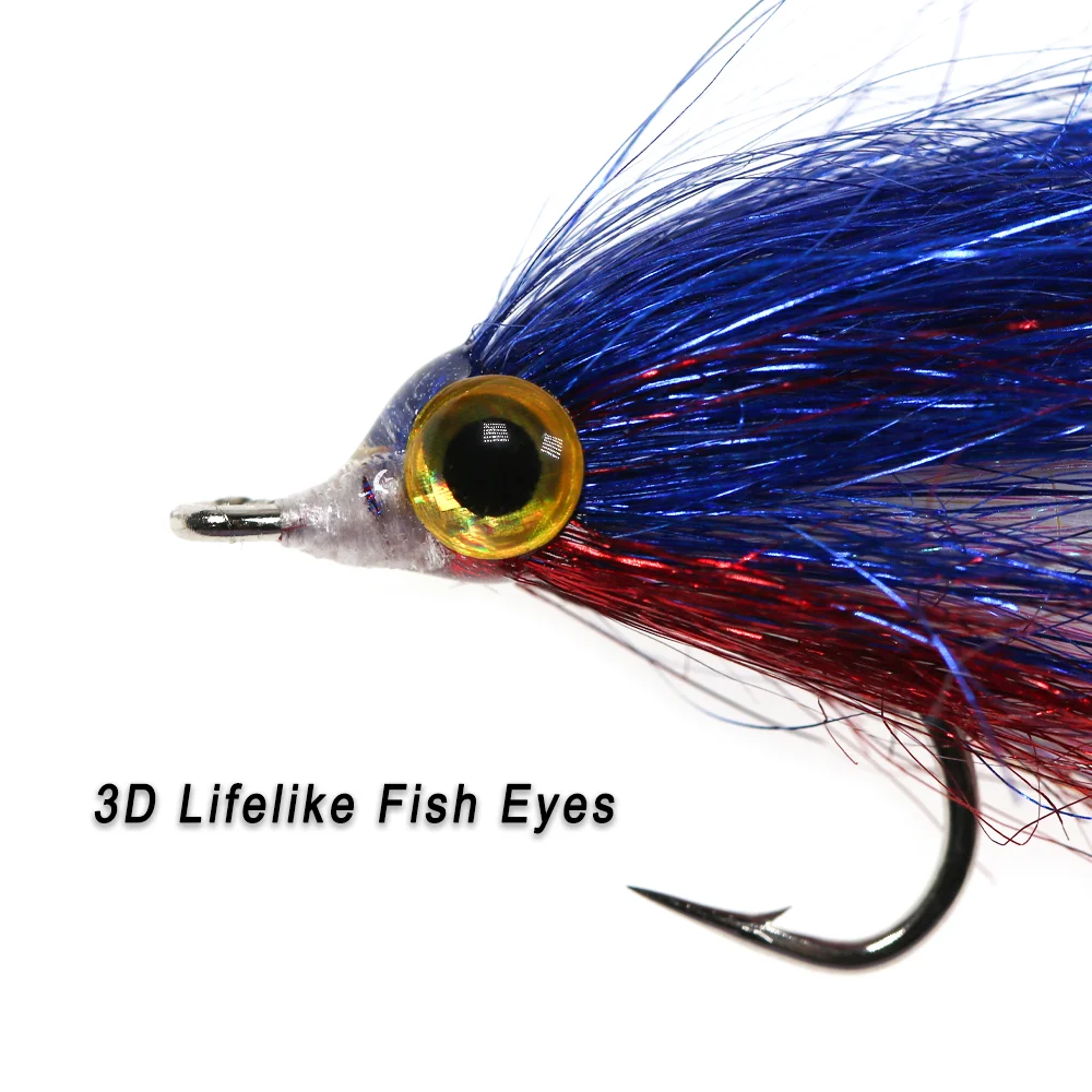 Vampfly Wounded Ice Dub Minnow Flies Slowly Sinking Carbon Steel Hook Bait Fishing Flies For Bass Trout Saltwater Fishing Lure