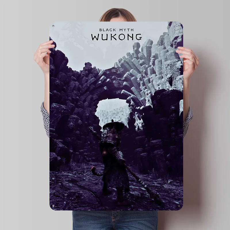 Black Myth: Wukong Game Scene Printed Poster Customized Wall Art Retro Vintage Metal Tin Signs for Gamer Home Decor Items Garden