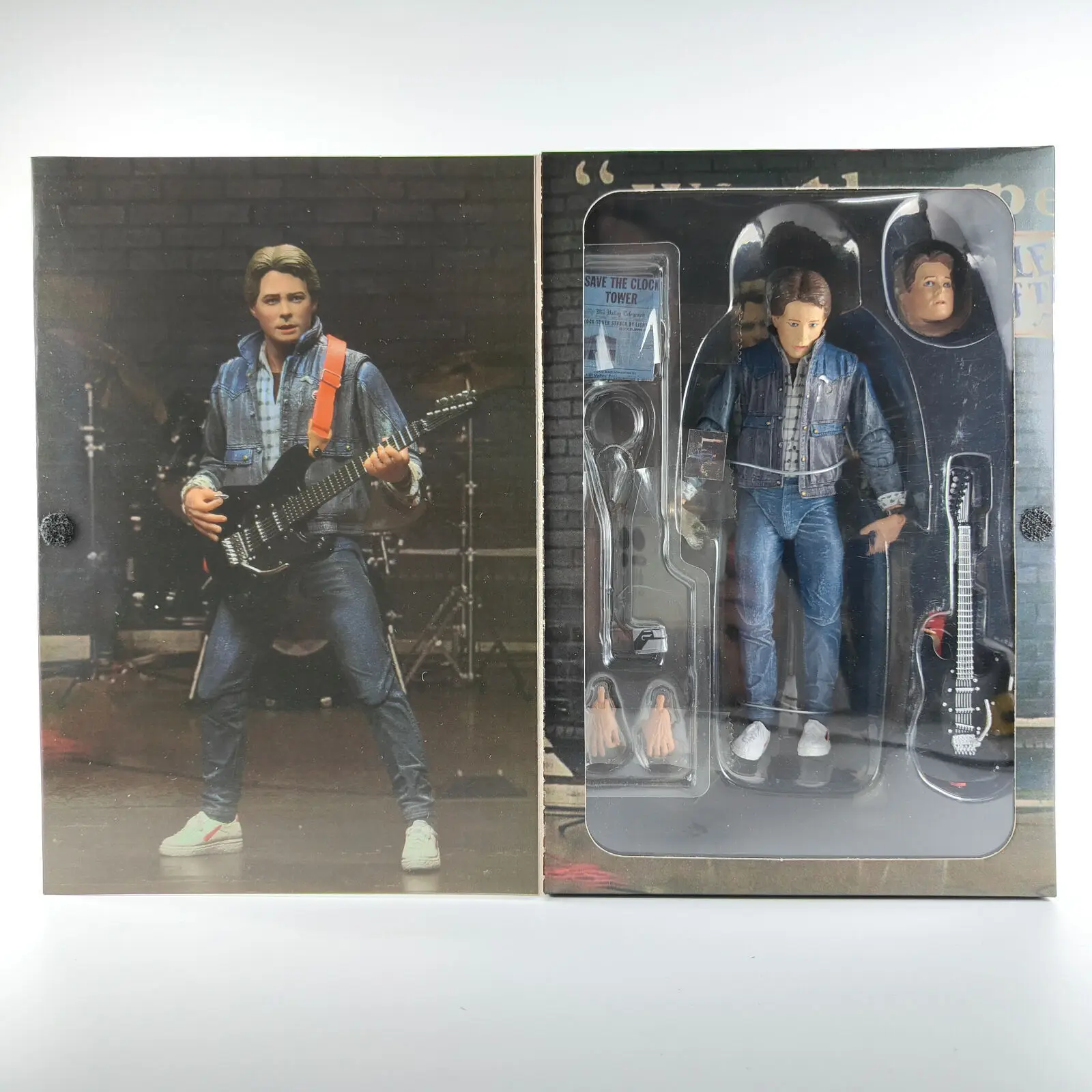 Marty NECA Guitar Figure Back To The Future Part II 1985 Guitar Marty McFly Audition Action Figure Model Toy For Birthday Gifts