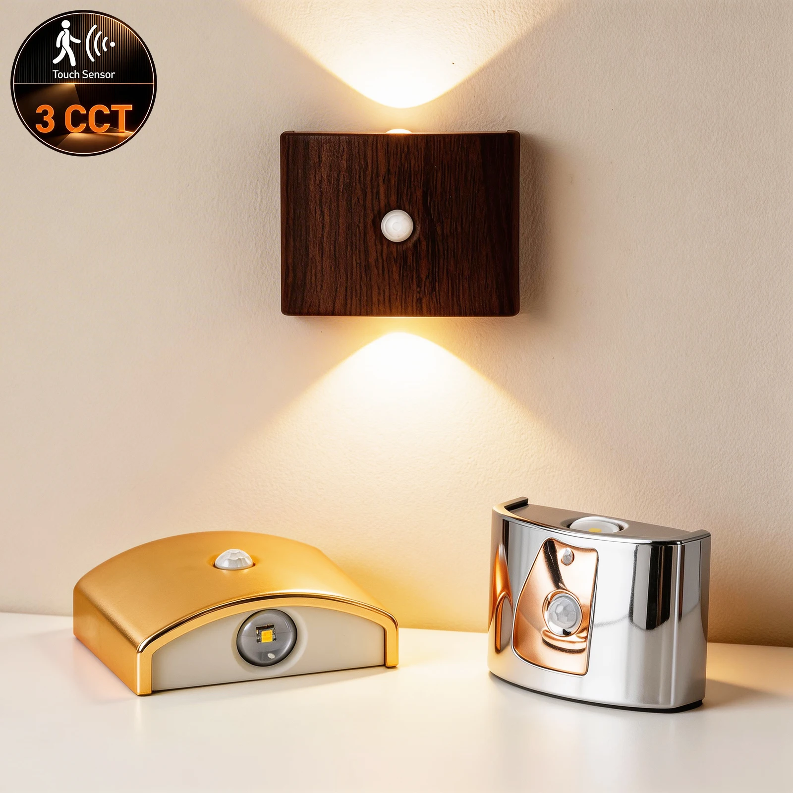 

Светодиодный настенный светильник с зарядкой, 3 режима цветовой температуры, квадратный, на магнитной присоске, без сверления, отделка под золото, серебро, орех, для интерьерного освещения