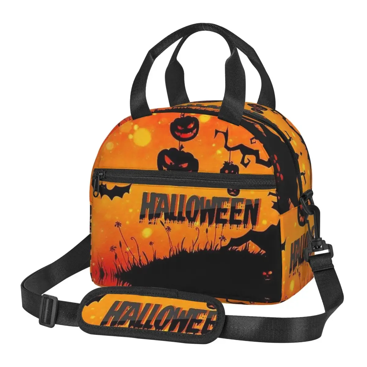 

Ghost Pumpkin Halloween Lunch Bags Insulated Bento Box Leakproof Lunch Tote Picnic Bags Cooler Bag for Woman Girl