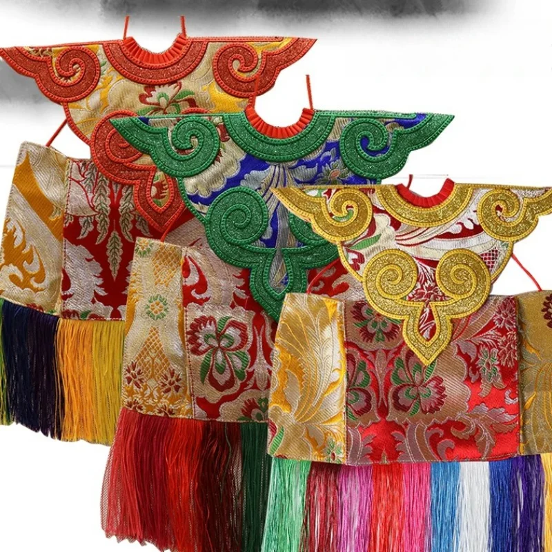 Tibetan Style Hand Sewn Jacquard Buddha Robe/Thick Brocade Statue Garment Tassel Decor Religious Figurine Cover Temple Worship