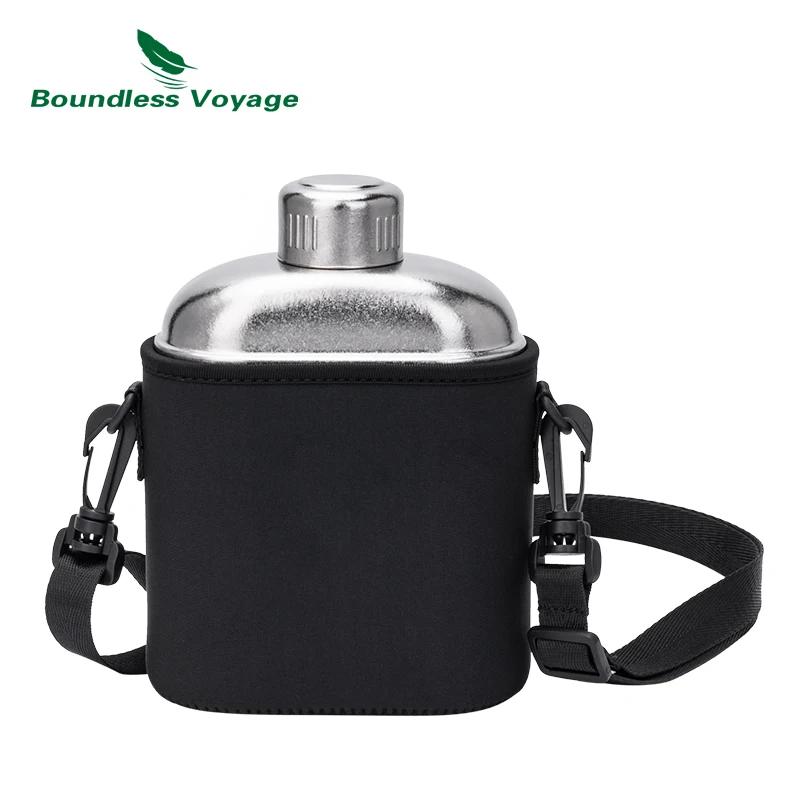 Boundless Voyage Camping-Titanflasche mit Tragetasche, 1,1 l, offene Flamme, Heizkanne, auslaufsicheres Trinkgeschirr zum Wandern, Ti3012D
