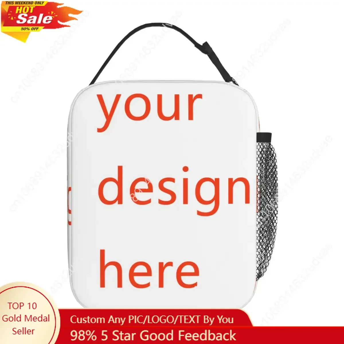 

Customized Your OWN Design Insulated Lunch Bag Portable DIY Photo or Logo Meal Container Cooler Bag Tote Lunch Box