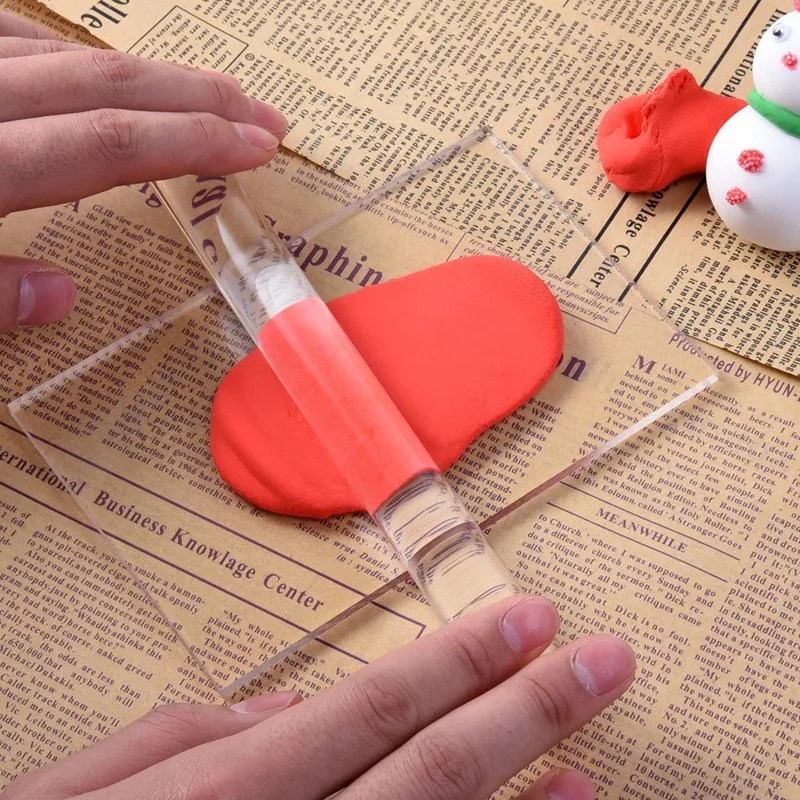 2PCS Acrylic Clay Tool Mud Press Stick Tool DIY Modelling Clay Tools Pottery Porcelain Clay Cutters Roller Crafting Tools TY