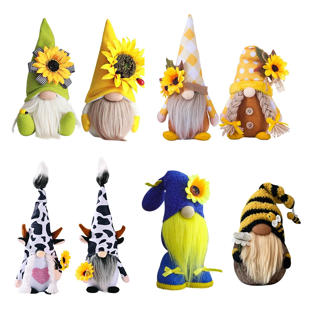 Sunflower Gnome Faceless Doll Spring Elf Plush Dwarf Summer Gnomes Decorations For Home Window Desktop Ornaments Kids Gifts